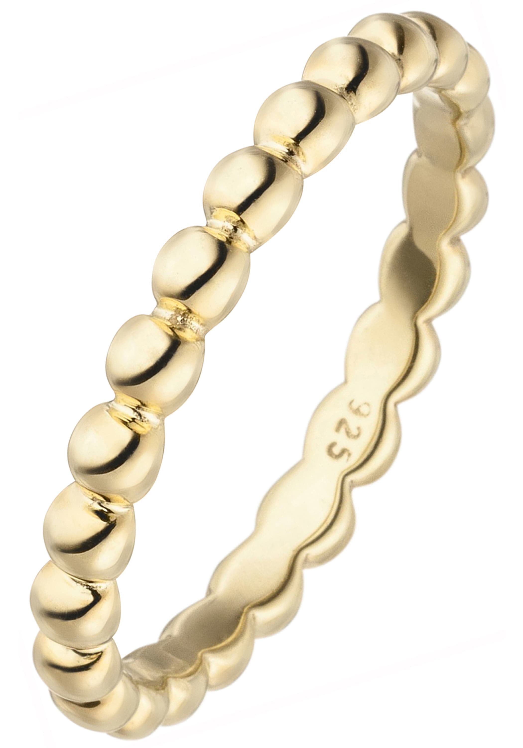 Fingerring JOBO "Kugel" Gr. 62, gold (goldfarben), Fingerringe, Damen, 62, Silber 925 (Sterlingsilber), Fingerring, 925 Silber vergoldet