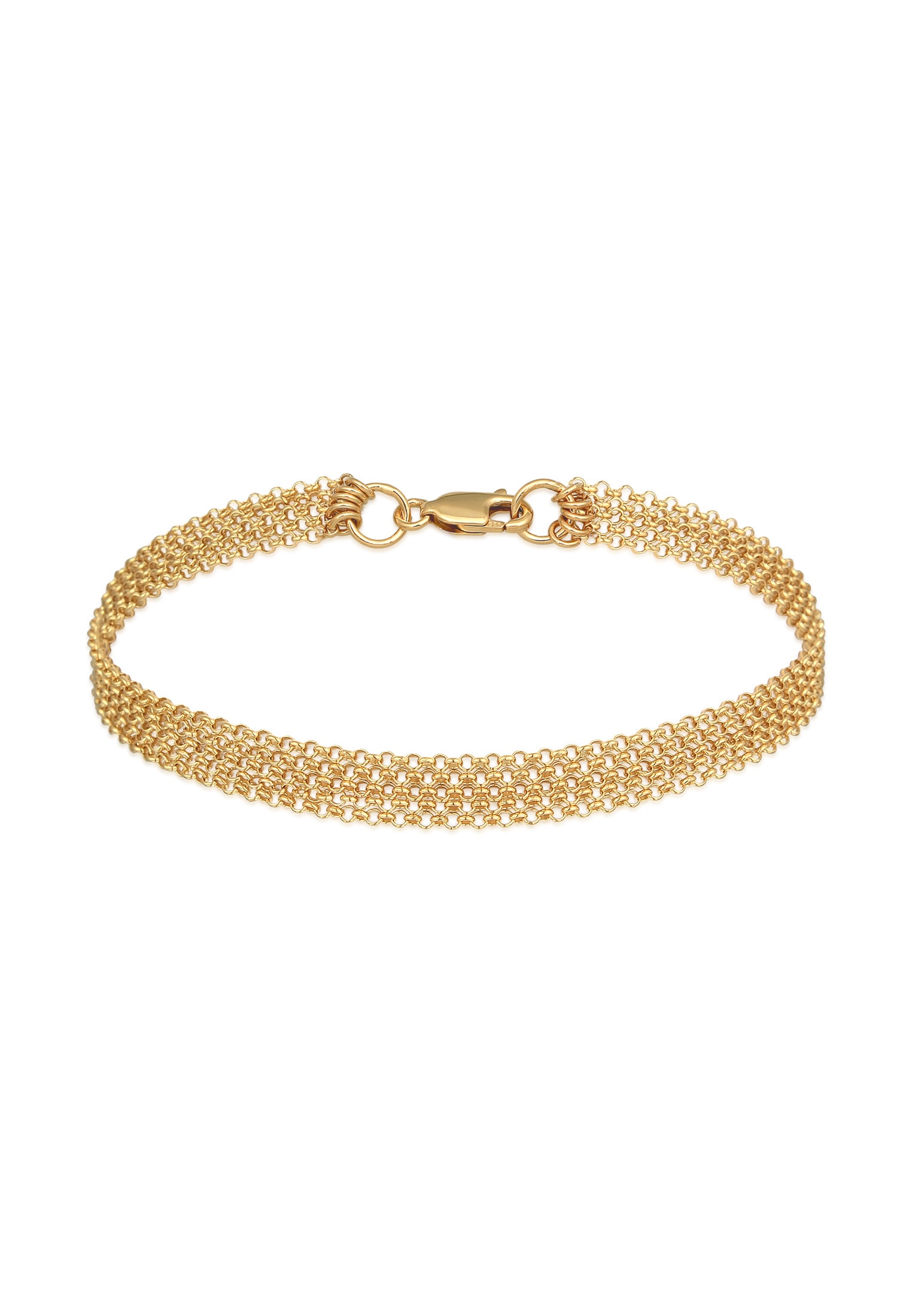 Armband ELLI "Breit Glieder Basic Silber 925" Gr. 18, gold, Armbänder, Damen, 18cm, ohne Stein, Silber 925 (Sterlingsilber), Armband