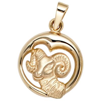 Sternzeichen-Anhänger JOBO "Sternzeichen Widder", gelb (gelbgold 375), Schmuckanhänger, Damen, Gelbgold 375, 375 Gold Image