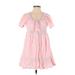 Lulus Casual Dress - Mini Tie Neck Short sleeves: Pink Print Dresses - New - Women's Size Small