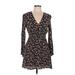 En Creme Casual Dress - Wrap: Black Floral Dresses - Women's Size Medium