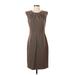 Tahari by ASL Casual Dress - Sheath: Brown Solid Dresses - Women's Size 4