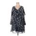 Taylor Casual Dress - Mini: Blue Floral Dresses - Women's Size 14