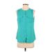 Soho JEANS NEW YORK & COMPANY Sleeveless Blouse: Teal Tops - Women's Size Small