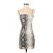 Blue Blush Casual Dress - Bodycon Square Sleeveless: Silver Snake Print Dresses - Women's Size Small