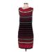 PREMISE Casual Dress - Sheath Cowl Neck Sleeveless: Black Stripes Dresses - Women's Size Medium