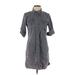 Calvin Klein Casual Dress - Shirtdress High Neck 3/4 sleeves: Gray Print Dresses - Women's Size X-Small