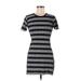 Theory Casual Dress - Bodycon Crew Neck Short sleeves: Gray Stripes Dresses - Women's Size P