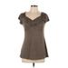 Ouncuty Short Sleeve Top Brown V Neck Tops - New - Women's Size Large