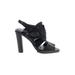 Elie Tahari Heels: Slingback Chunky Heel Chic Black Solid Shoes - Women's Size 36.5 - Open Toe