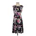 Wisp Casual Dress - A-Line High Neck Sleeveless: Black Floral Dresses - Women's Size 2
