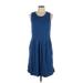 Simply Vera Vera Wang Casual Dress - A-Line Scoop Neck Sleeveless: Blue Print Dresses - Women's Size Large