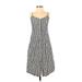 Mango Casual Dress V-Neck Sleeveless: Black Stripes Dresses - Women's Size 2