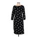 Worthington Casual Dress - Sheath High Neck 3/4 sleeves: Black Print Dresses - Women's Size 6