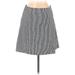 Ann Taylor LOFT Casual A-Line Skirt Knee Length: Gray Stripes Bottoms - Women's Size 8 Petite
