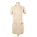 Zara Casual Dress - Shift High Neck Short sleeves: Tan Solid Dresses - Women's Size Small