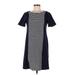 J.Crew Casual Dress - Shift Crew Neck Short sleeves: Blue Print Dresses - Women's Size 6