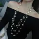 Collier de perles long coréen pour femme chaîne de chandail pendentif élégant accessoires de