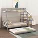 Mason & Marbles Asael Twin over Full Metal Futon Bunk Bed w/ Trundle & Storage Staircase Metal in Gray | 70.3 H x 56.9 W x 93.7 D in | Wayfair