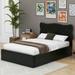 House of Hampton® Jessten Leather Upholstered Platform Heavy Duty Bed w/ 4 Drawer Upholstered in Black | 78.7 H x 56.5 W x 42.9 D in | Wayfair