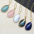 Collier pendentif irrégulier en pierre naturelle pour femme, cristal rose, Alanding Yst, œil de tigre, cadeau de bijoux pour couple, 1 pièce