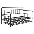 Home Decor Metal Frame Daybed w/ Trundle Metal in Black | 43.39 H x 77.48 W x 41.14 D in | Wayfair DAGEW42752435