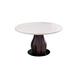 Orren Ellis Natural marble table family small unit Nordic solid wood round table Wood in Black/Brown/White | 29.92 H x 55.12 W x 55.12 D in | Wayfair