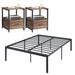 Wade Logan® Blinni 3 Piece Bedroom Set Metal Platform Bed & Nightstand Set Metal in Gray/Brown | 18 H x 54 W x 75 D in | Wayfair