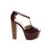 Jessica Simpson Heels: Burgundy Snake Print Shoes - Women's Size 9 - Open Toe