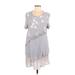 Simply Couture Casual Dress Scoop Neck Short sleeves: Gray Print Dresses - Women's Size Medium