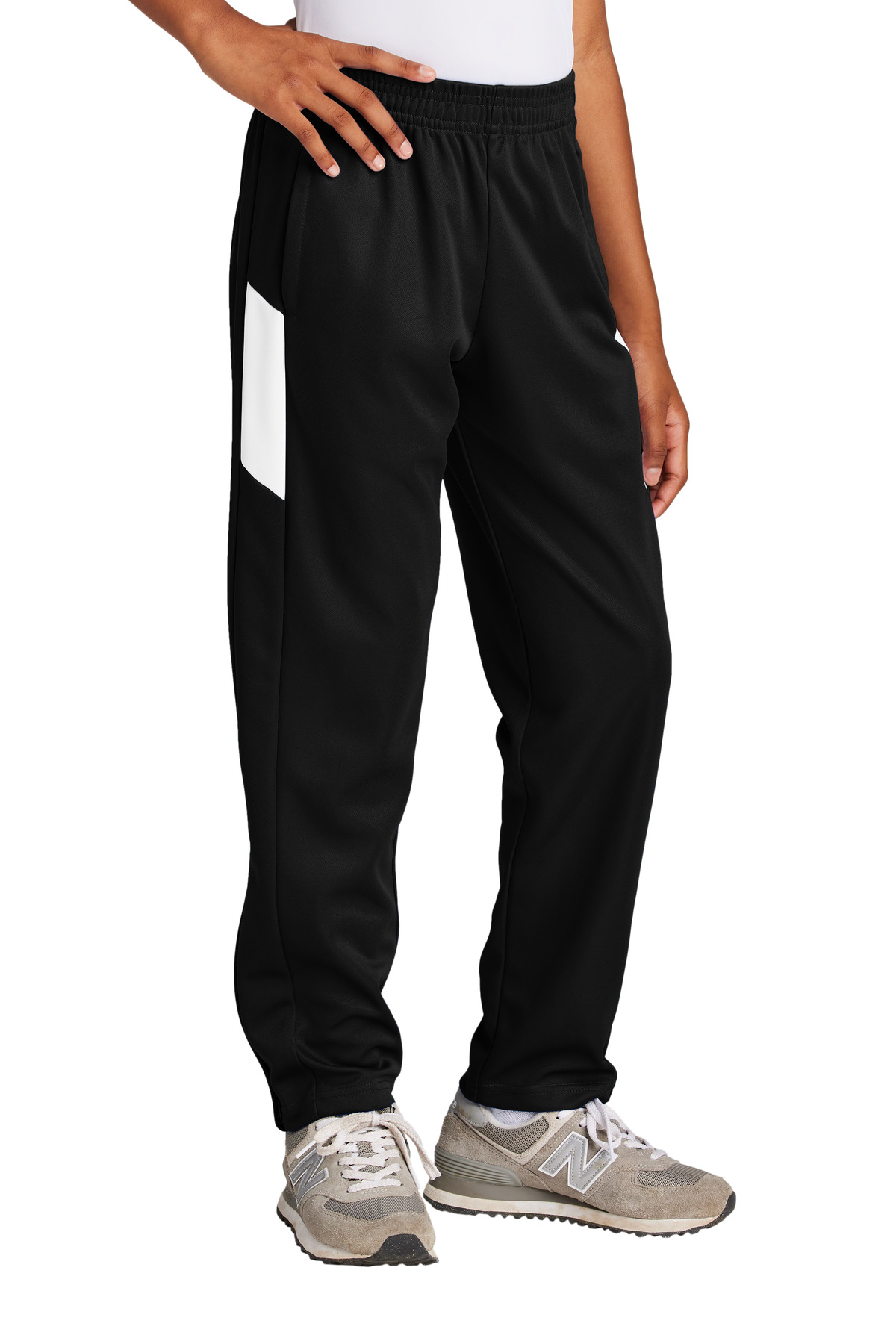 Sport-Tek YPST800 Youth Travel Pant in Black/White size XL | Polyester