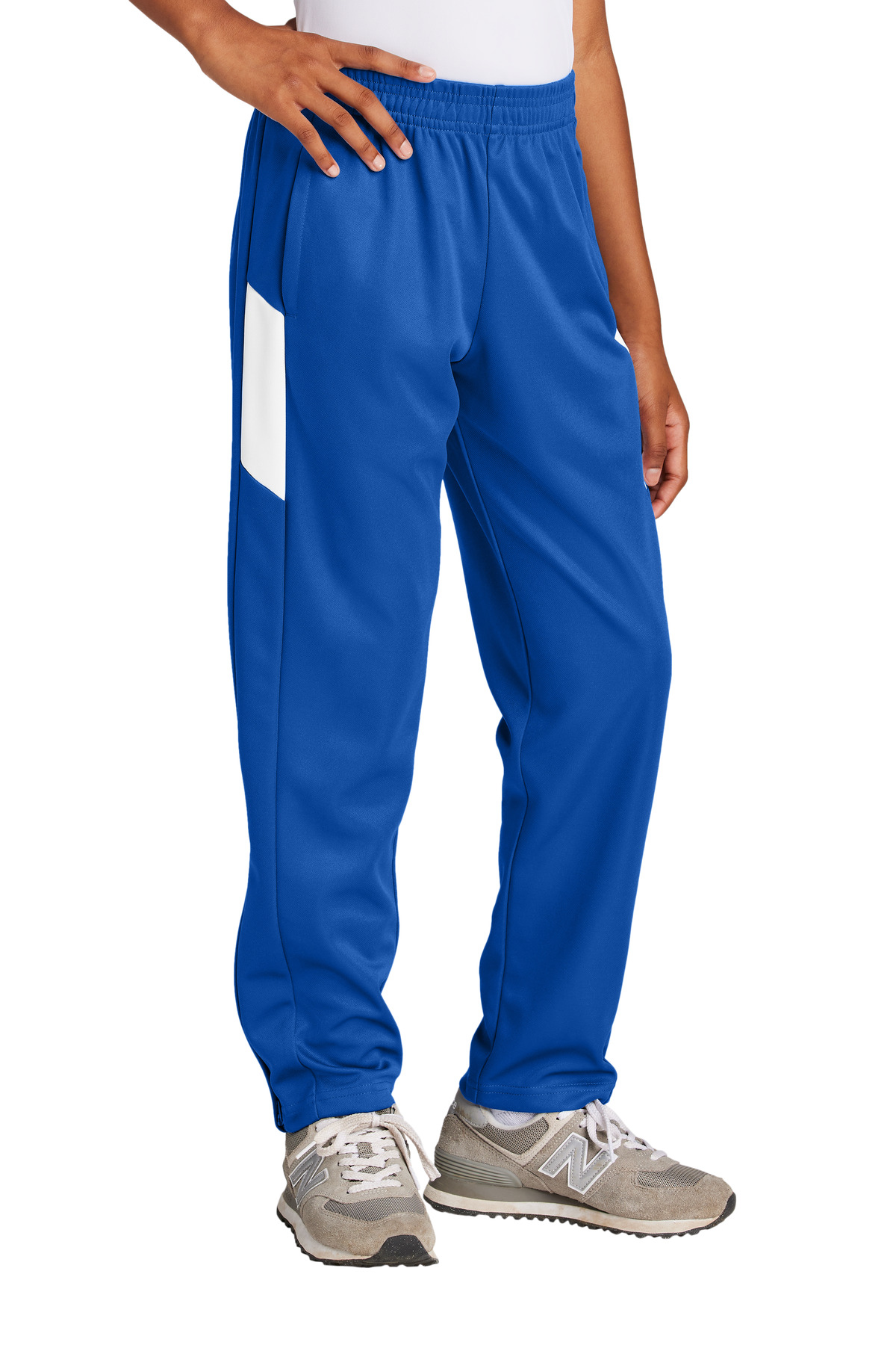 Sport-Tek YPST800 Youth Travel Pant in True Royal/White size Large | Polyester - Sport-Tek