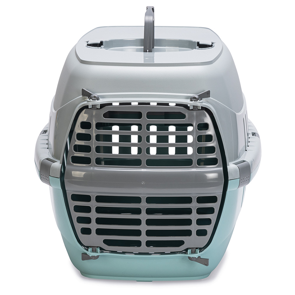 Cage de transport Karlie Eco Tourist, aqua pour chat et petit chien - L 56 x l 36 x H 36 cm
