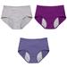 YOTMKGDO Period Underwear for Women 3Pc Underwear for Women Leak Proof Cotton Overnight Menstrual Panties Briefs High Waisted Leak Proof Protective Panties (#2 Purple 5XL)