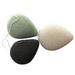 ATriss 3PC Drop Shape Facial Sponge Natural Activated Bamboo Charcoal Face Cleansing Exfoliating Sensitive Skin Body Massage Tools for Women and Men (Black Green and Beige)