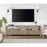 WAMPAT Modern TV Stand for TVs Up to 115 Inch, Vintage Grey Entertainment Center TV Console Table, Wood TV Console