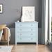 Solid Wood Frame Drawer Dresser Bar Cabinet Side Cabinet, Plasticdoor Panel,Retro Shell, Blue-Grey