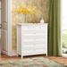 Solid Wood Spray-Painted Drawer Dresser Cabinet with Retro Round Handle, White