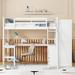 Full Size Loft Bed with Desk and Wardrobe, Wood Storage Loft Bed with Shelves, High Loft Bed Frame with Ladder for Kids Teens