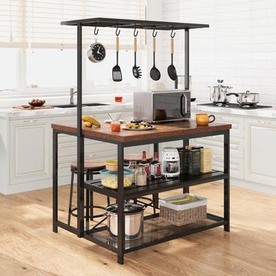 42" Kitchen Island Table Microwave Stand Oven Shelf with Storage - 42"D x 28"W x 72"H