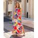 Boston Proper - Weekend in Provence Print Chain Strap Shoulder Skimming Knit Maxi dress - XXS