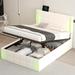 Full Size LED PU Upholstered Hydraulic Storage Bed with USB Charging