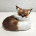 Apmemiss Clearance Stuffed Fox Plush Ornament Simulation Furry Fox Decorations Animals Plush Mini Squint Sleeping Fox Plush Static Fox Figures Model for Home Birthday Graduation Favors