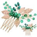 2Pcs Women Hair Combs Glitter Rhinesone Leaf Vine Hair Combs Clips Headpiece Wedding Jewelry