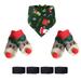 4pcs Christmas Pet Dog Shoes + 1pc Bandana Scarf Set For Puppy Christmas Costume