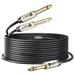 1/4 inch TRS Stereo to Dual 1/4 inch Y-Splitter Insert Cable (15ft) 1/4 Inch Male Jack to Dual 1/4inch(6.35mm)