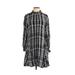 Lou & Grey for LOFT Casual Dress - Shirtdress: Black Plaid Dresses - Women's Size Small