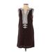 MICHAEL Michael Kors Casual Dress - Shift V Neck Sleeveless: Brown Solid Dresses - Women's Size 2