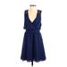 BCBGeneration Casual Dress - A-Line: Blue Solid Dresses - Women's Size 0