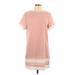 Shein Casual Dress - Shift Crew Neck Short sleeves: Pink Print Dresses - Women's Size Large